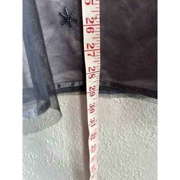 Vtg Express Sheer Sequin flare Skirt 2 Black Halloween Goth Formal Romantic - Picture 10 of 12